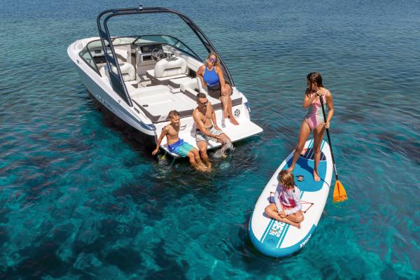 A family enjoying a Regal Boat Rental from Port Sandfield Marina
